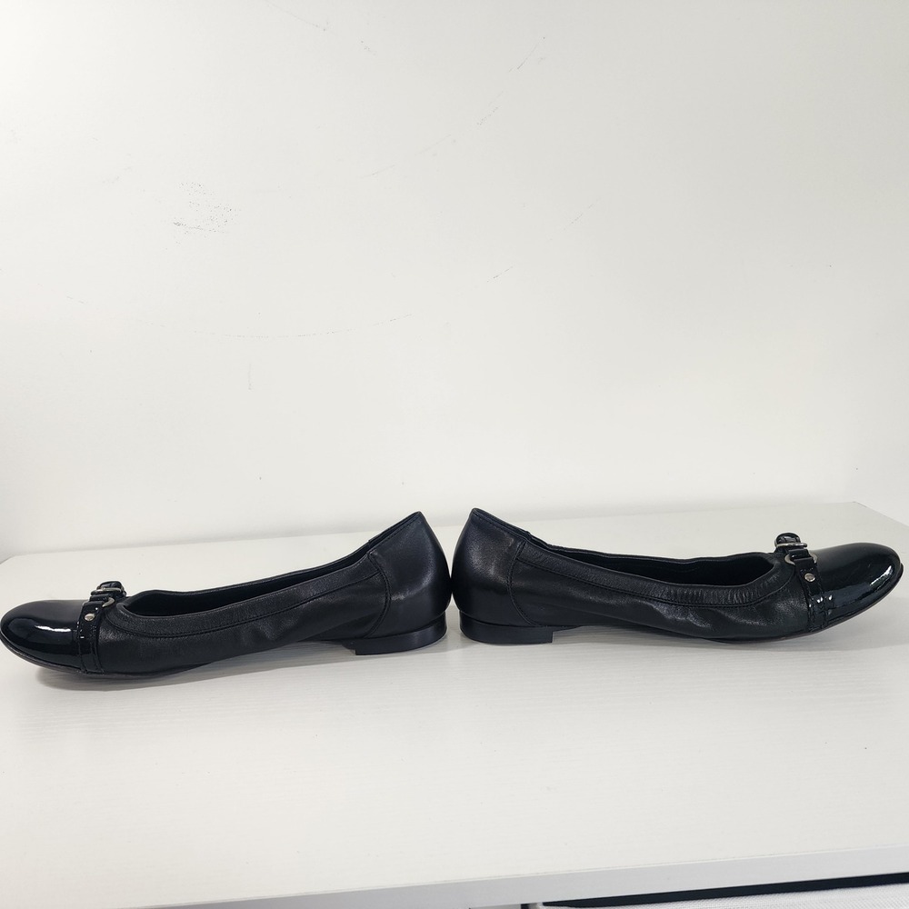 AGL Attilio Giusti Leombruni Ballet Flats Black Leather Patent Cap Toe Buckle 41 - Picture 5 of 12